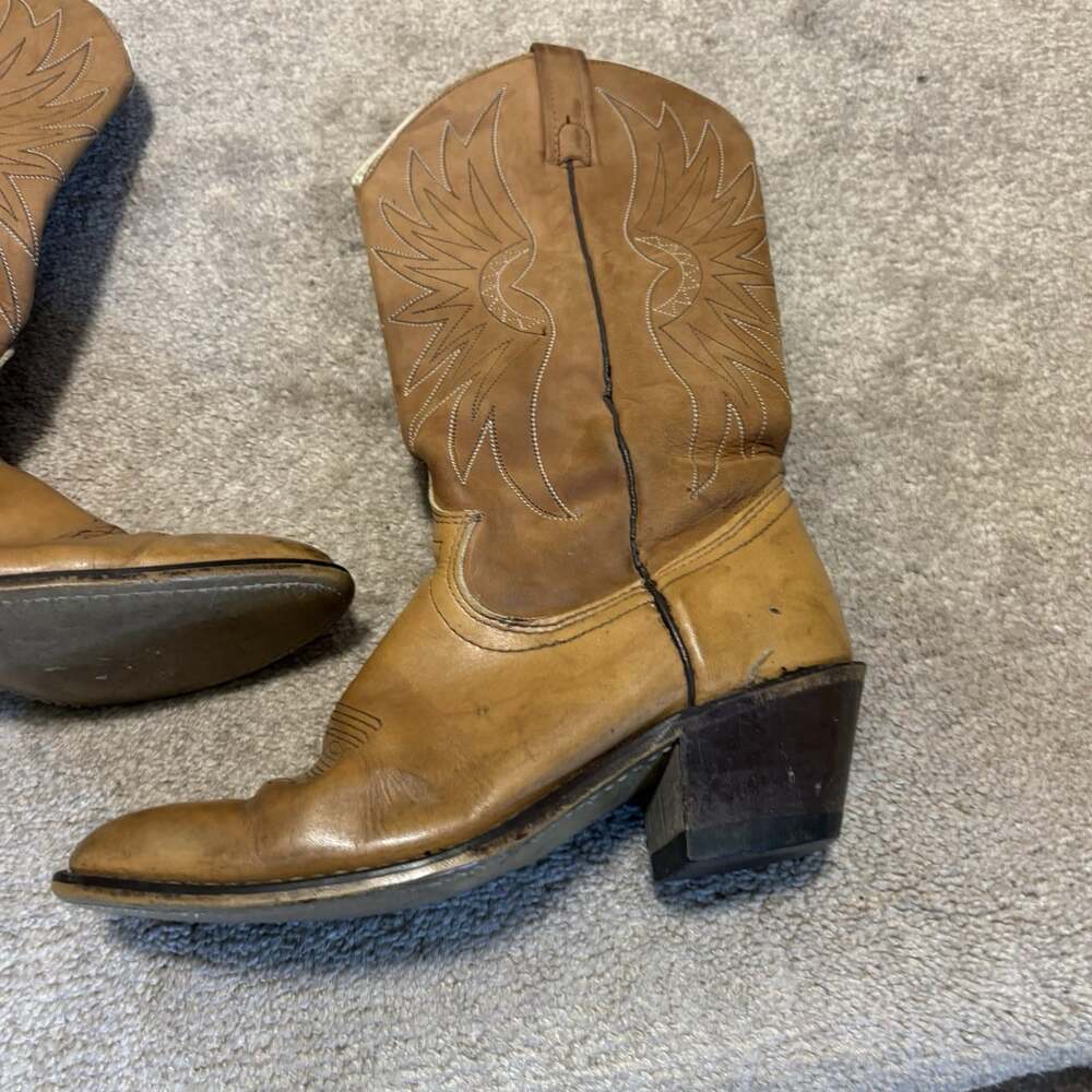Acme Western Cowboy Boots Women's 7C USA Made Brown VTG Lined - Picture 10 of 11